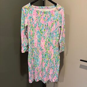 Lilly Pulitzer Sophie Dress UPF 50+ Unicorn Of The Sea Size S 3/4 Sleeve